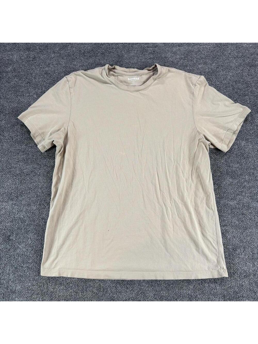 Bombas Men's Beige Short‎ Sleeve T-Shirt Large - Casual, Monochrome, Minimalist